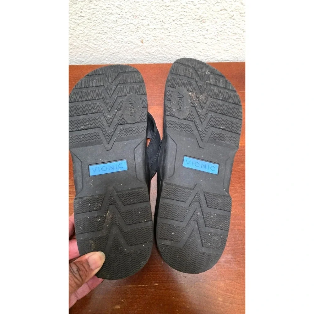 Vionic Men's Black Thong Flip Flops With Arch Support‎ Size 10